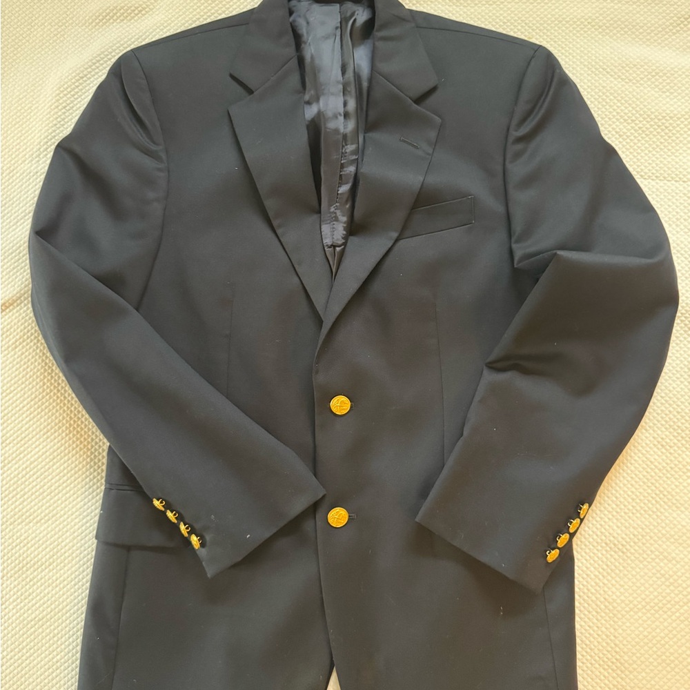 Classic Navy Blazer with Gold Accents